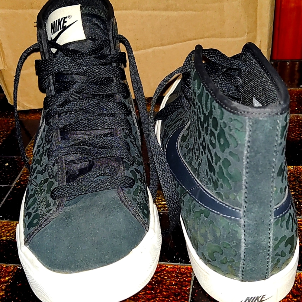 Nike Primo Court Black Leopard Print Leather Sneakers